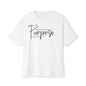 Boxy Tee — “Created With Purpose” Minimal Script Graphic Shirt
