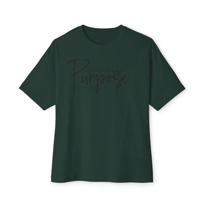 Boxy Tee — “Created With Purpose” Minimal Script Graphic Shirt
