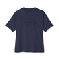 Boxy Tee — “Created With Purpose” Minimal Script Graphic Shirt