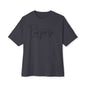 Boxy Tee — “Created With Purpose” Minimal Script Graphic Shirt