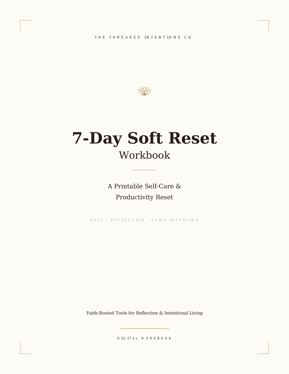 7-Day Soft Reset Workbook | Printable Self-Care & Productivity Reset