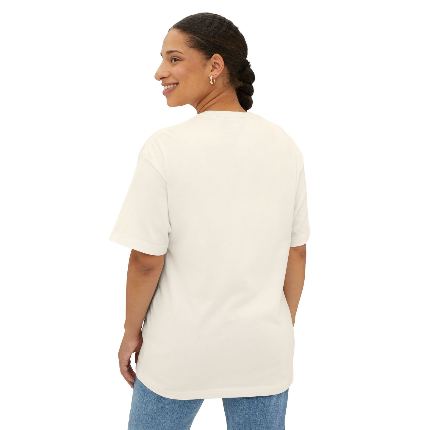 Boxy Tee — “Created With Purpose” Minimal Script Graphic Shirt