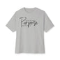 Boxy Tee — “Created With Purpose” Minimal Script Graphic Shirt