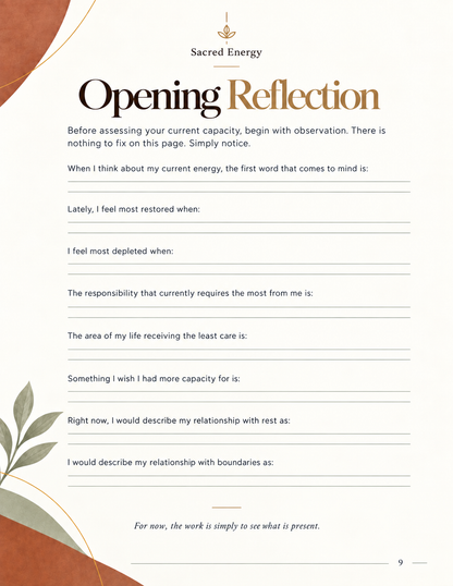 Sacred Energy | Guided Capacity & Stewardship Workbook