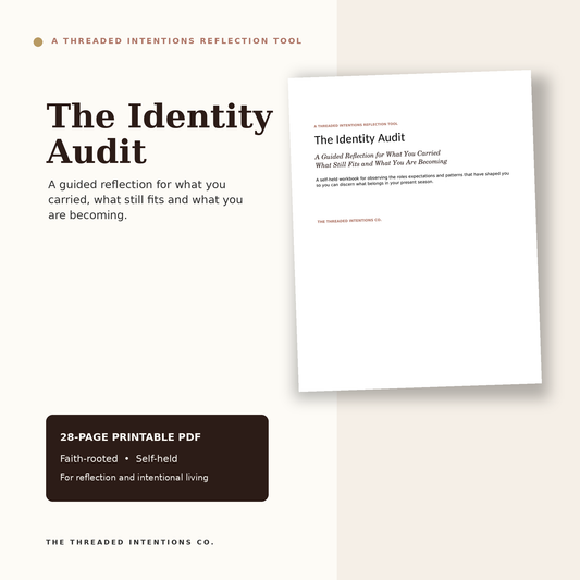 The Identity Audit guided reflection workbook cover by The Threaded Intentions Co.
